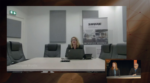 Véronique Audic, directrice du développement chez Algam Entreprise, était en direct sur la Satis TV depuis la salle de visioconférence d’Algam Entreprises à Paris 11e © DR